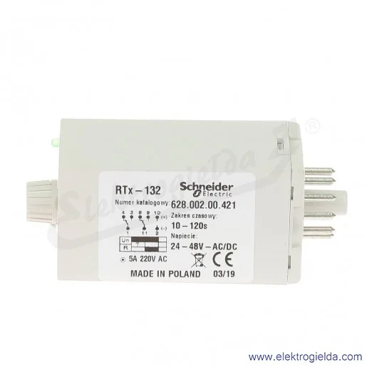 Przekaźnik czasowy 628-002-00-421, RTX132, 24-48VAC/DC, 10-120S Przekaźnik czasowy 628-002-00-421, RTX132, 24-48VAC/DC, 10-120S