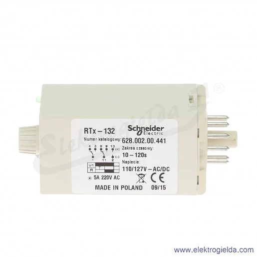 Przekaźnik czasowy 628-002-00-441, RTX132, 110/127VAC/DC, 10-120s Przekaźnik czasowy 628-002-00-441, RTX132, 110/127VAC/DC, 10-120s