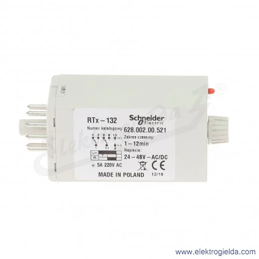 Przekaźnik czasowy 628-002-00-521, RTX132, 24-48VAC/DC, 1-12min Przekaźnik czasowy 628-002-00-521, RTX132, 24-48VAC/DC, 1-12min