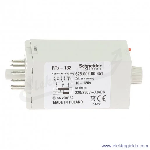 Przekaźnik czasowy 628-002-00-451, RTX132, 230VAC/DC, 10-120s Przekaźnik czasowy 628-002-00-451, RTX132, 230VAC/DC, 10-120s