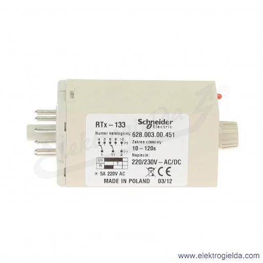 Przekaźnik czasowy 628-003-00-451, RTX133, 230VAC/DC, 10-120s Przekaźnik czasowy 628-003-00-451, RTX133, 230VAC/DC, 10-120s