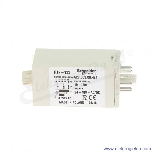 Przekaźnik czasowy 628-003-00-421, RTX133, 24-48VAC/DC, 10-120s Przekaźnik czasowy 628-003-00-421, RTX133, 24-48VAC/DC, 10-120s
