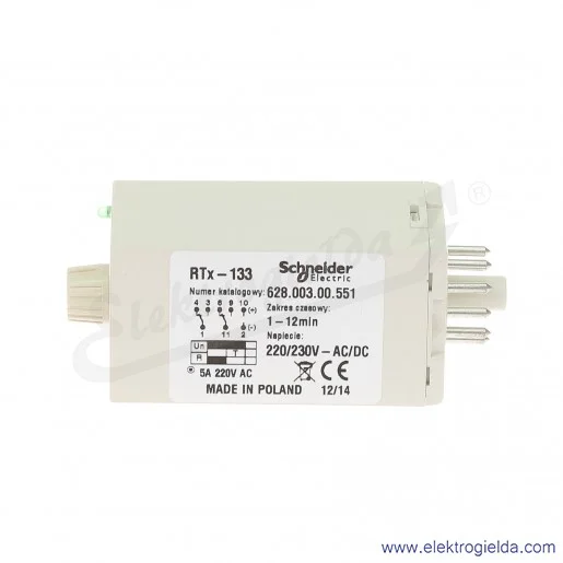Przekaźnik czasowy 628-003-00-551, RTX133, 230VAC/DC, 1-12min Przekaźnik czasowy 628-003-00-551, RTX133, 230VAC/DC, 1-12min