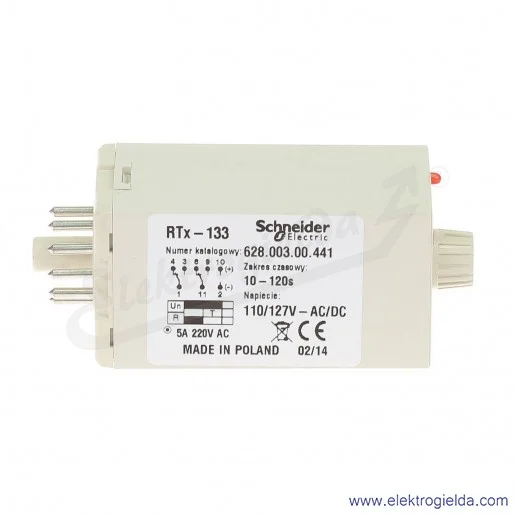 Przekaźnik czasowy 628-003-00-441, RTX133, 110/127VAC/DC, 10-120s Przekaźnik czasowy 628-003-00-441, RTX133, 110/127VAC/DC, 10-120s