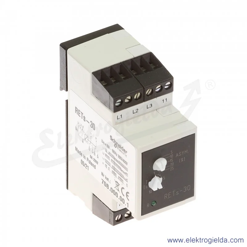 Przekaźnik kontrolny 708-000-00-1 RETS-30, asymetrii napięcia i zaniku faz Przekaźnik kontrolny 708-000-00-1 RETS-30, asymetrii napięcia i zaniku faz