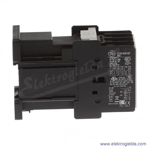 Stycznik CL01D310TD 24V DC, 1NO, 5.5KW/400V AC-3, 25A AC-1, 3-polowy Stycznik CL01D310TD 24V DC, 1NO, 5.5KW/400V AC-3, 25A AC-1, 3-polowy
