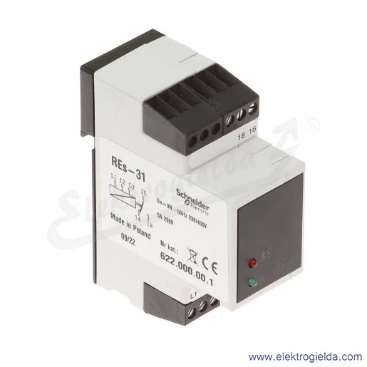Przekaźnik kontrolny 622-000-00-1, RES-31 do nadzoru kolejności faz Przekaźnik kontrolny 622-000-00-1, RES-31 do nadzoru kolejności faz