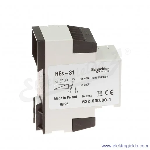 Przekaźnik kontrolny 622-000-00-1, RES-31 do nadzoru kolejności faz Przekaźnik kontrolny 622-000-00-1, RES-31 do nadzoru kolejności faz