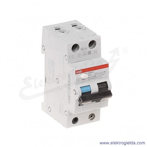Wyłącznik różnicowo-nadprądowy DS201 AC-B10/0,03 2P 10A B 0,03A typ AC Wyłącznik różnicowo-nadprądowy DS201 AC-B10/0,03 2P 10A B 0,03A typ AC