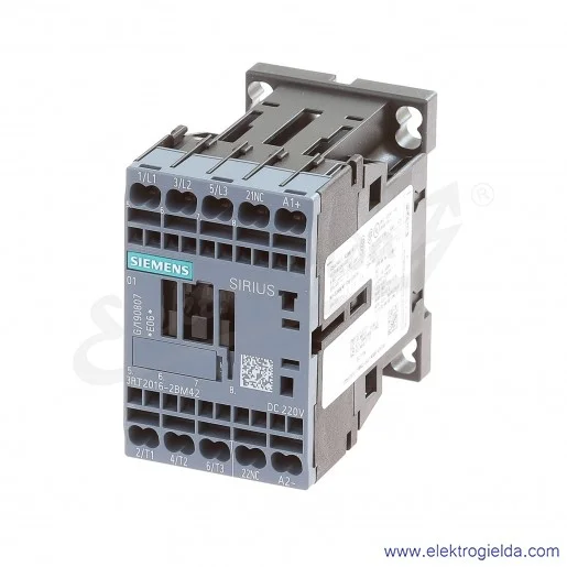 Stycznik 3RT2016-2BM42 3-POLOWY, AC-3, 4KW/400V, 1NC, DC 220V , ROZMIAR S00 Stycznik 3RT2016-2BM42 3-POLOWY, AC-3, 4KW/400V, 1NC, DC 220V , ROZMIAR S00