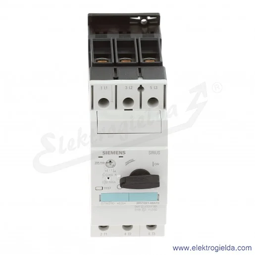 Wyłącznik silnikowy 3RV1031-4BA10 WYZW. PRZECIĄŻ. 14...20 A, BEZZWŁ. WYZW. ZWARĆ. NAPDPR. 260 A, WIELKOŚĆ S2 Wyłącznik silnikowy 3RV1031-4BA10 WYZW. PRZECIĄŻ. 14...20 A, BEZZWŁ. WYZW. ZWARĆ. NAPDPR. 260 A, WIELKOŚĆ S2