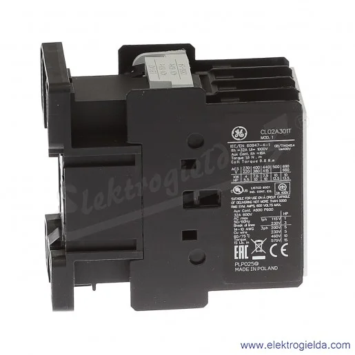 Stycznik CL02A301T2 42V AC 50/60 HZ, 1NC, 7.5KW/400V AC-3, 32A AC-1, 3-polowy Stycznik CL02A301T2 42V AC 50/60 HZ, 1NC, 7.5KW/400V AC-3, 32A AC-1, 3-polowy