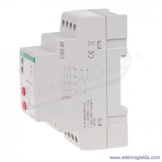 Przekaźnik kontroli faz CKF 2BT TRMS mikroprocesorowy czujnik kolejności zaniku fazy z kontrolą zadziałania styków stycznika z r Przekaźnik kontroli faz CKF 2BT TRMS mikroprocesorowy czujnik kolejności zaniku fazy z kontrolą zadziałania styków stycznika z r