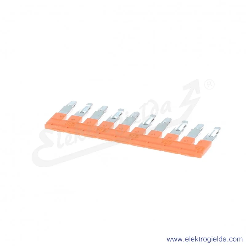 Mostek grzebieniowy JB8-10 10-polowy izolowany 57A pomarańczowy do złączek ZS i ZK 8mm Mostek grzebieniowy JB8-10 10-polowy izolowany 57A pomarańczowy do złączek ZS i ZK 8mm