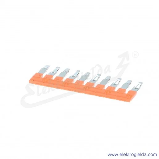 Mostek grzebieniowy JB8-10 10-polowy izolowany 57A pomarańczowy do złączek ZS i ZK 8mm Mostek grzebieniowy JB8-10 10-polowy izolowany 57A pomarańczowy do złączek ZS i ZK 8mm