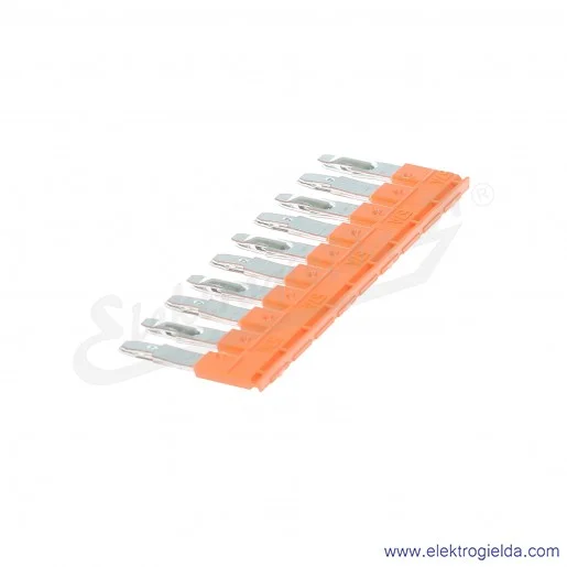 Mostek grzebieniowy JB8-10 10-polowy izolowany 57A pomarańczowy do złączek ZS i ZK 8mm Mostek grzebieniowy JB8-10 10-polowy izolowany 57A pomarańczowy do złączek ZS i ZK 8mm