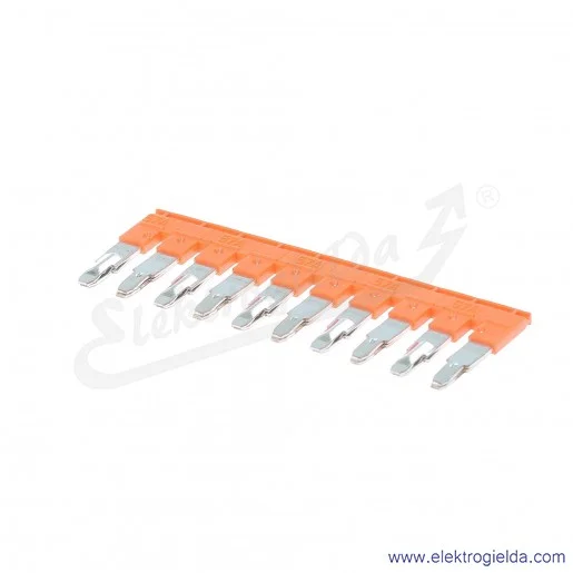 Mostek grzebieniowy JB8-10 10-polowy izolowany 57A pomarańczowy do złączek ZS i ZK 8mm Mostek grzebieniowy JB8-10 10-polowy izolowany 57A pomarańczowy do złączek ZS i ZK 8mm