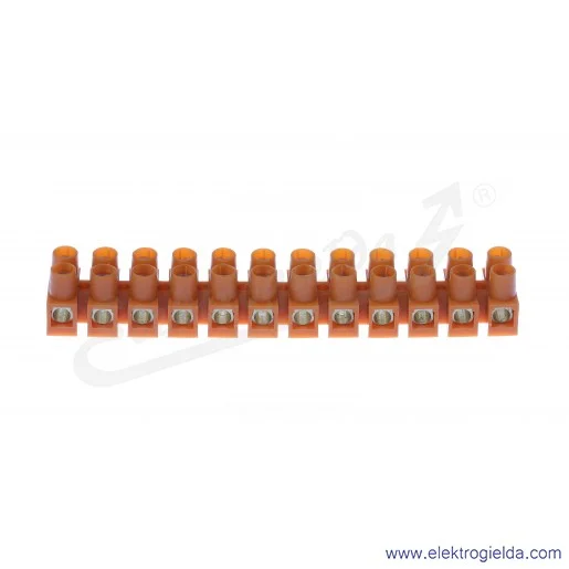 Listwa zaciskowa gwintowa 21612108, LTF 12*16,0 pomarańczowa, 6-16mm2, 76A, 750V, 12 torowa Listwa zaciskowa gwintowa 21612108, LTF 12*16,0 pomarańczowa, 6-16mm2, 76A, 750V, 12 torowa