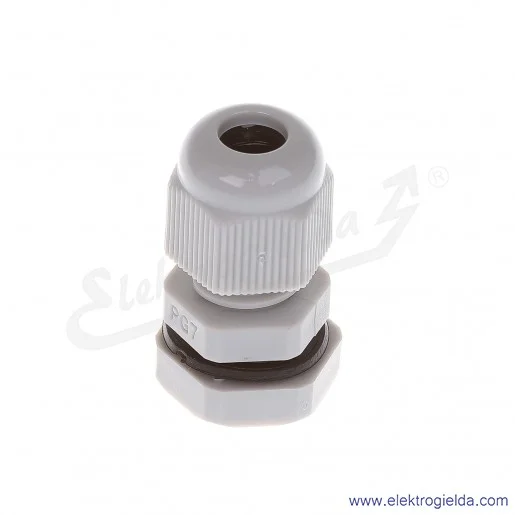 Dławnica kablowa DP 7/H szara z poliamidu, stopień ochrony IP68 w komplecie z nakrętką i płaską uszczelką Dławnica kablowa DP 7/H szara z poliamidu, stopień ochrony IP68 w komplecie z nakrętką i płaską uszczelką
