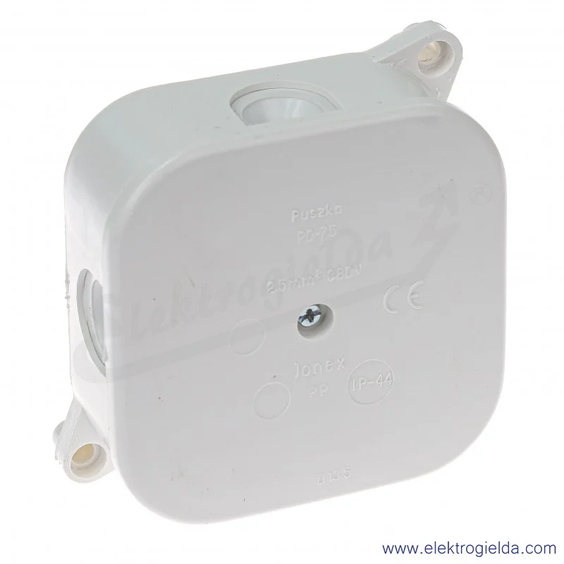 Puszka elektryczna naścienna 83012006, PO-75, 85x85mm, IP44, biała Puszka elektryczna naścienna 83012006, PO-75, 85x85mm, IP44, biała