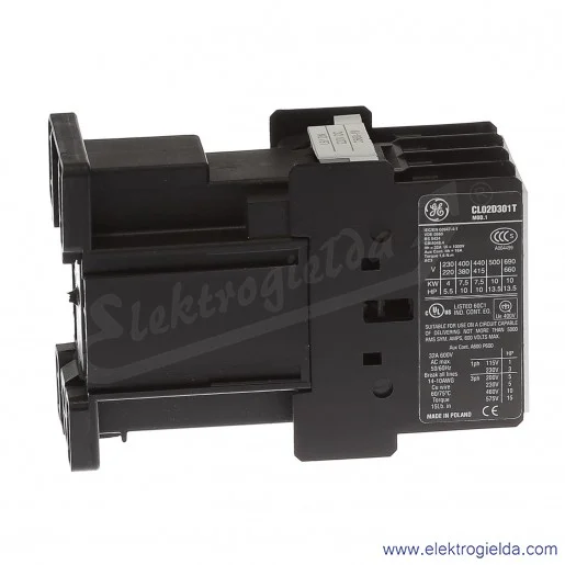 Stycznik CL02D301TN 220V DC, 1NC, 7,5KW/400V AC-3, 32A AC-1, 3-polowy Stycznik CL02D301TN 220V DC, 1NC, 7,5KW/400V AC-3, 32A AC-1, 3-polowy