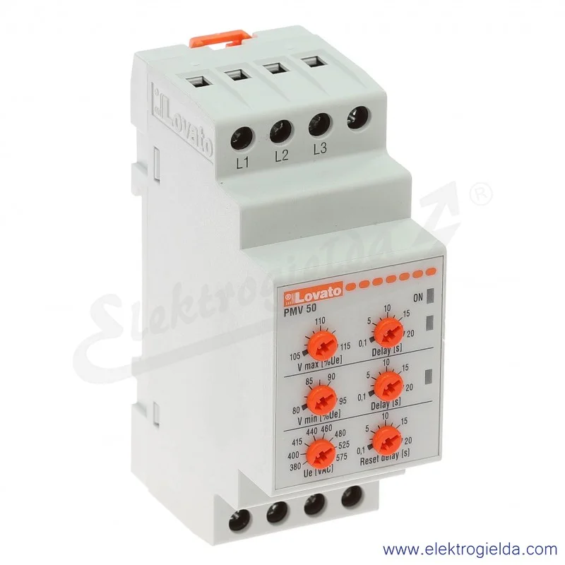 Przekaźnik nadzorczy PMV50A575, 250VAC, 8A, kolejność i zanik faz Przekaźnik nadzorczy PMV50A575, 250VAC, 8A, kolejność i zanik faz