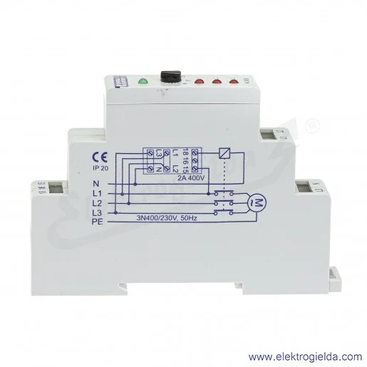 Przekaźnik zaniku fazy W-300s1 3N, 230..400VAC, regulacja 160..200V Przekaźnik zaniku fazy W-300s1 3N, 230..400VAC, regulacja 160..200V