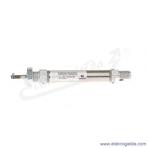 Siłownik pneumatyczny cylindryczny 24N2A16A050, D16X50, M5, dwustronnego działania, z magnesem, ISO 6432, amortyzacja mechaniczn Siłownik pneumatyczny cylindryczny 24N2A16A050, D16X50, M5, dwustronnego działania, z magnesem, ISO 6432, amortyzacja mechaniczn