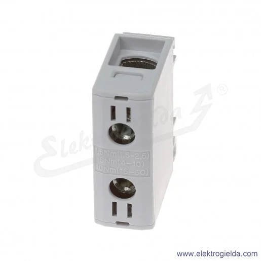 Złączka szynowa MAA1050A10, 1,5-50mm2, szary, 1xAL/CU zacisk uniwersalny, OTL50, 1000V Złączka szynowa MAA1050A10, 1,5-50mm2, szary, 1xAL/CU zacisk uniwersalny, OTL50, 1000V