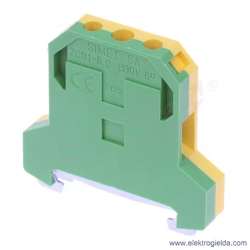 Złączka ochronna 14403319, ZSO1-6,0, żółto-zielona, śrubowa, 6mm2, 41A, 500V Złączka ochronna 14403319, ZSO1-6,0, żółto-zielona, śrubowa, 6mm2, 41A, 500V