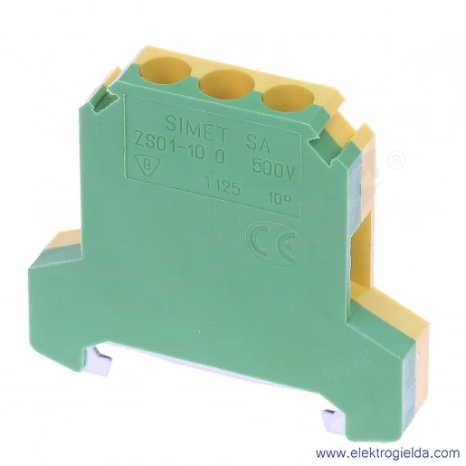 Złączka ochronna 14503319, ZSO1-10,0, żółto-zielona, śrubowa, 10mm2, 57A, 500V Złączka ochronna 14503319, ZSO1-10,0, żółto-zielona, śrubowa, 10mm2, 57A, 500V