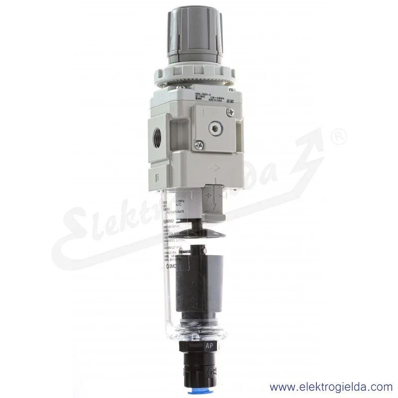 Filtroreduktor AW30-F02DH-B, G1/4, regulacja 0.5-8.5 bar, 1250 l/min, 5 µm, przyłącze manometru G1/8, automatyczny spust Filtroreduktor AW30-F02DH-B, G1/4, regulacja 0.5-8.5 bar, 1250 l/min, 5 µm, przyłącze manometru G1/8, automatyczny spust