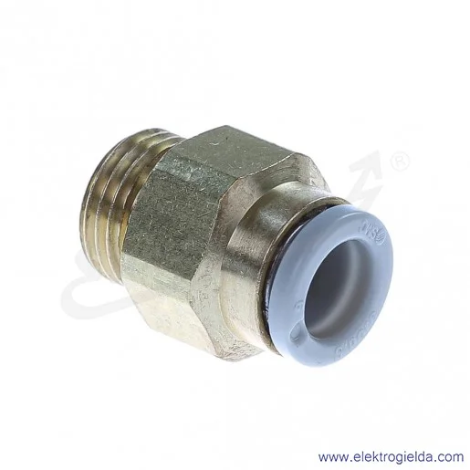 Przyłącze wtykowe proste KQ2H06-G01A, gwint G1/8, fi 6mm, sześciokąt zewnętrzny Przyłącze wtykowe proste KQ2H06-G01A, gwint G1/8, fi 6mm, sześciokąt zewnętrzny