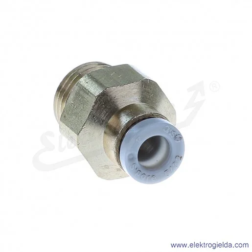 Przyłącze wtykowe proste KQ2H04-G01A, gwint G1/8, fi 4mm, sześciokąt zewnętrzny Przyłącze wtykowe proste KQ2H04-G01A, gwint G1/8, fi 4mm, sześciokąt zewnętrzny