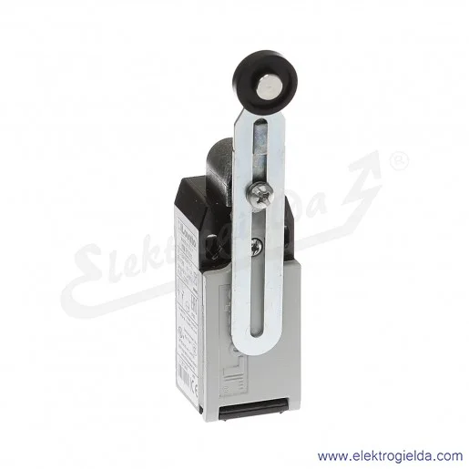 Wyłącznik krańcowy KMF1S11 dźwignia uchylna regulowana z rolką plastikową 19mm, 1NO+1NC, obudowa metalowa IP65 Wyłącznik krańcowy KMF1S11 dźwignia uchylna regulowana z rolką plastikową 19mm, 1NO+1NC, obudowa metalowa IP65