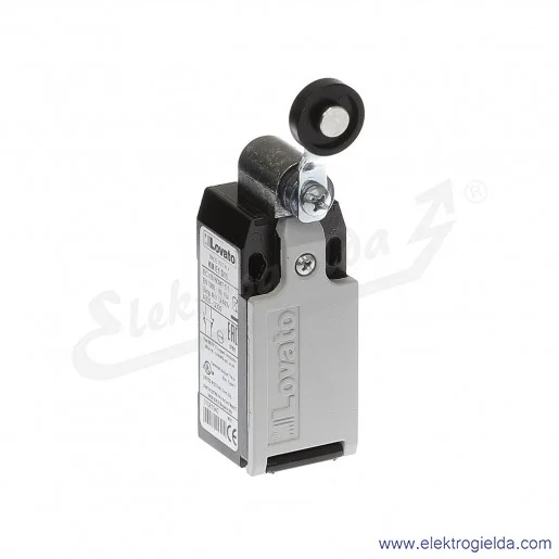 Wyłącznik krańcowy KME1S11 dźwignia uchylna z rolką plastikową 19mm, styki 1NO+1NC, obudowa metalowa IP65 Wyłącznik krańcowy KME1S11 dźwignia uchylna z rolką plastikową 19mm, styki 1NO+1NC, obudowa metalowa IP65