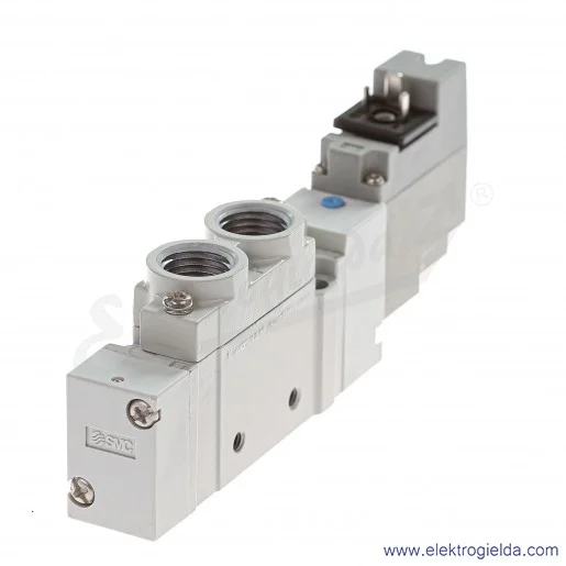 Zawór rozdzielający SY7120-5YO-02F-Q, 5/2, G1/4, monostabilny, 24VDC, 1.5-7 bar, przyłącze DIN-Y, bez wtyczki Zawór rozdzielający SY7120-5YO-02F-Q, 5/2, G1/4, monostabilny, 24VDC, 1.5-7 bar, przyłącze DIN-Y, bez wtyczki