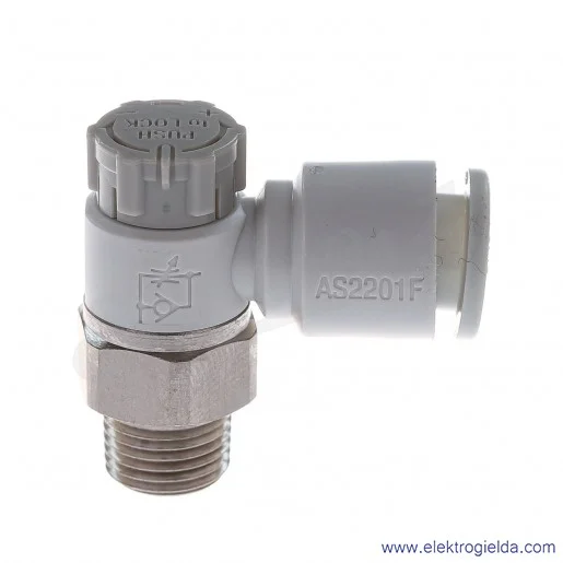 AS2201F-01-08A, Zawór dławiąco-zwrotny, ogólnego przeznaczenia, przyłącze Fi8 G1/8, kątowy AS2201F-01-08A, Zawór dławiąco-zwrotny, ogólnego przeznaczenia, przyłącze Fi8 G1/8, kątowy