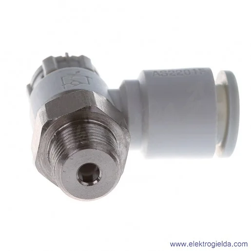 AS2201F-01-08A, Zawór dławiąco-zwrotny, ogólnego przeznaczenia, przyłącze Fi8 G1/8, kątowy AS2201F-01-08A, Zawór dławiąco-zwrotny, ogólnego przeznaczenia, przyłącze Fi8 G1/8, kątowy