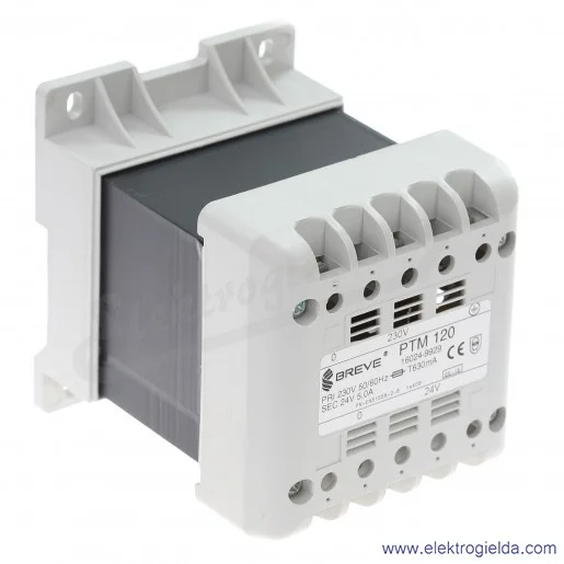 Transformator jednofazowy PTM 120, 230/24V, 5A, montaż DIN Transformator jednofazowy PTM 120, 230/24V, 5A, montaż DIN