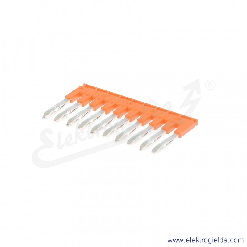 Mostek grzebieniowy JB5-10 10-polowy izolowany 32A pomarańczowy do złączek ZS i ZK 5mm Mostek grzebieniowy JB5-10 10-polowy izolowany 32A pomarańczowy do złączek ZS i ZK 5mm