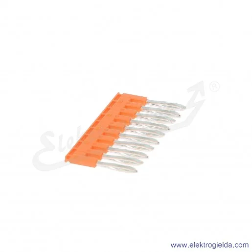 Mostek grzebieniowy JB5-10 10-polowy izolowany 32A pomarańczowy do złączek ZS i ZK 5mm Mostek grzebieniowy JB5-10 10-polowy izolowany 32A pomarańczowy do złączek ZS i ZK 5mm