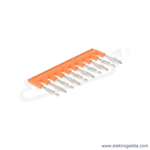 Mostek grzebieniowy JB6-10 10-polowy izolowany 41A pomarańczowy do złączek ZS i ZK 6mm Mostek grzebieniowy JB6-10 10-polowy izolowany 41A pomarańczowy do złączek ZS i ZK 6mm