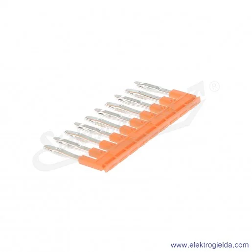 Mostek grzebieniowy JB6-10 10-polowy izolowany 41A pomarańczowy do złączek ZS i ZK 6mm Mostek grzebieniowy JB6-10 10-polowy izolowany 41A pomarańczowy do złączek ZS i ZK 6mm