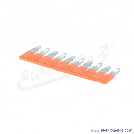 Mostek grzebieniowy JB10-10 10-polowy izolowany 76A pomarańczowy do złączek ZS i ZK 10mm Mostek grzebieniowy JB10-10 10-polowy izolowany 76A pomarańczowy do złączek ZS i ZK 10mm