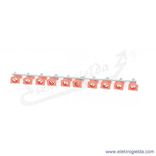 Mostek grzebieniowy JB16-10 10-polowy izolowany 125A pomarańczowy do złączek ZS 16mm Mostek grzebieniowy JB16-10 10-polowy izolowany 125A pomarańczowy do złączek ZS 16mm