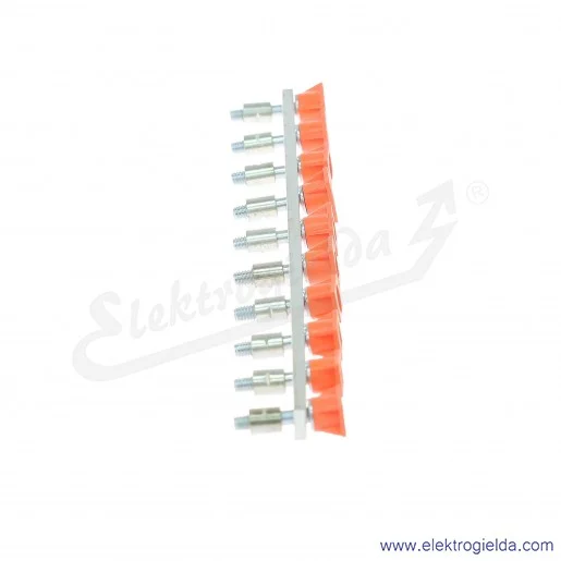 Mostek grzebieniowy JB16-10 10-polowy izolowany 125A pomarańczowy do złączek ZS 16mm Mostek grzebieniowy JB16-10 10-polowy izolowany 125A pomarańczowy do złączek ZS 16mm