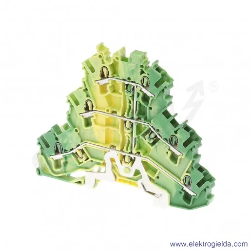 Złączka sprężynowa 2002-3207 2,5mm2 trzy piętrowa PE 6-przewodowa, żółto-zielona z mostkowaniem wewnętrznym TopJob S Złączka sprężynowa 2002-3207 2,5mm2 trzy piętrowa PE 6-przewodowa, żółto-zielona z mostkowaniem wewnętrznym TopJob S