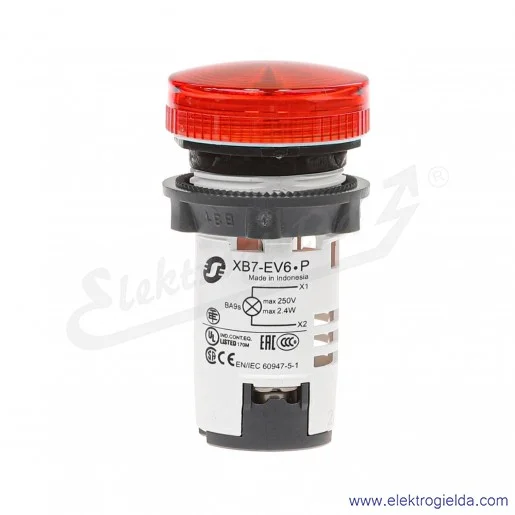 XB7EV64P Lampka sygnalizacyjna czerwona Un 250V do źródeł światła z bagnetem Ba9s XB7EV64P Lampka sygnalizacyjna czerwona Un 250V do źródeł światła z bagnetem Ba9s