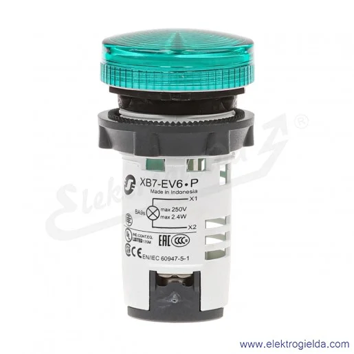 XB7EV63P Lampka sygnalizacyjna zielona Un 250V do źródeł światła z bagnetem Ba9s XB7EV63P Lampka sygnalizacyjna zielona Un 250V do źródeł światła z bagnetem Ba9s
